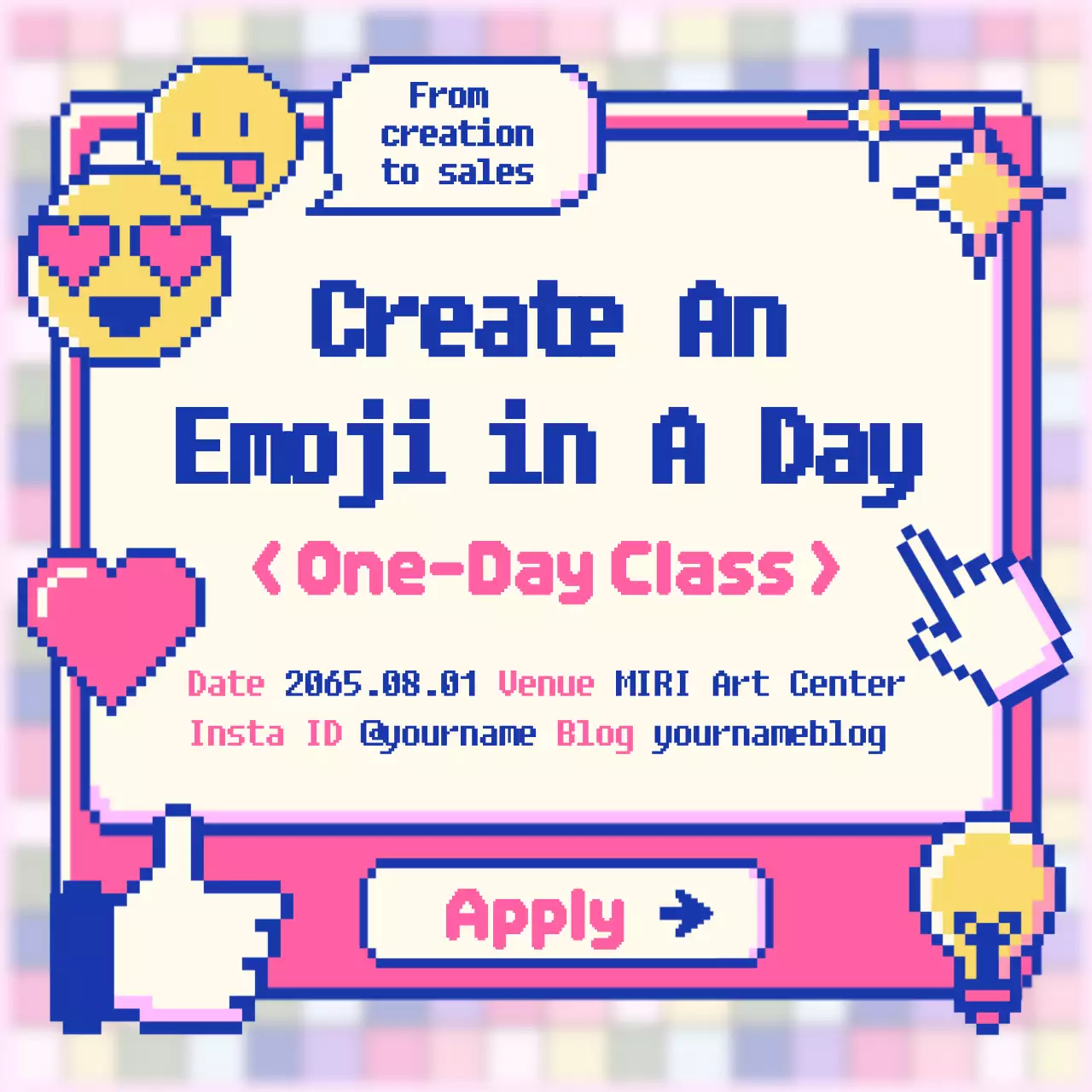 Pink Retro Emoji Class Social Media Post
