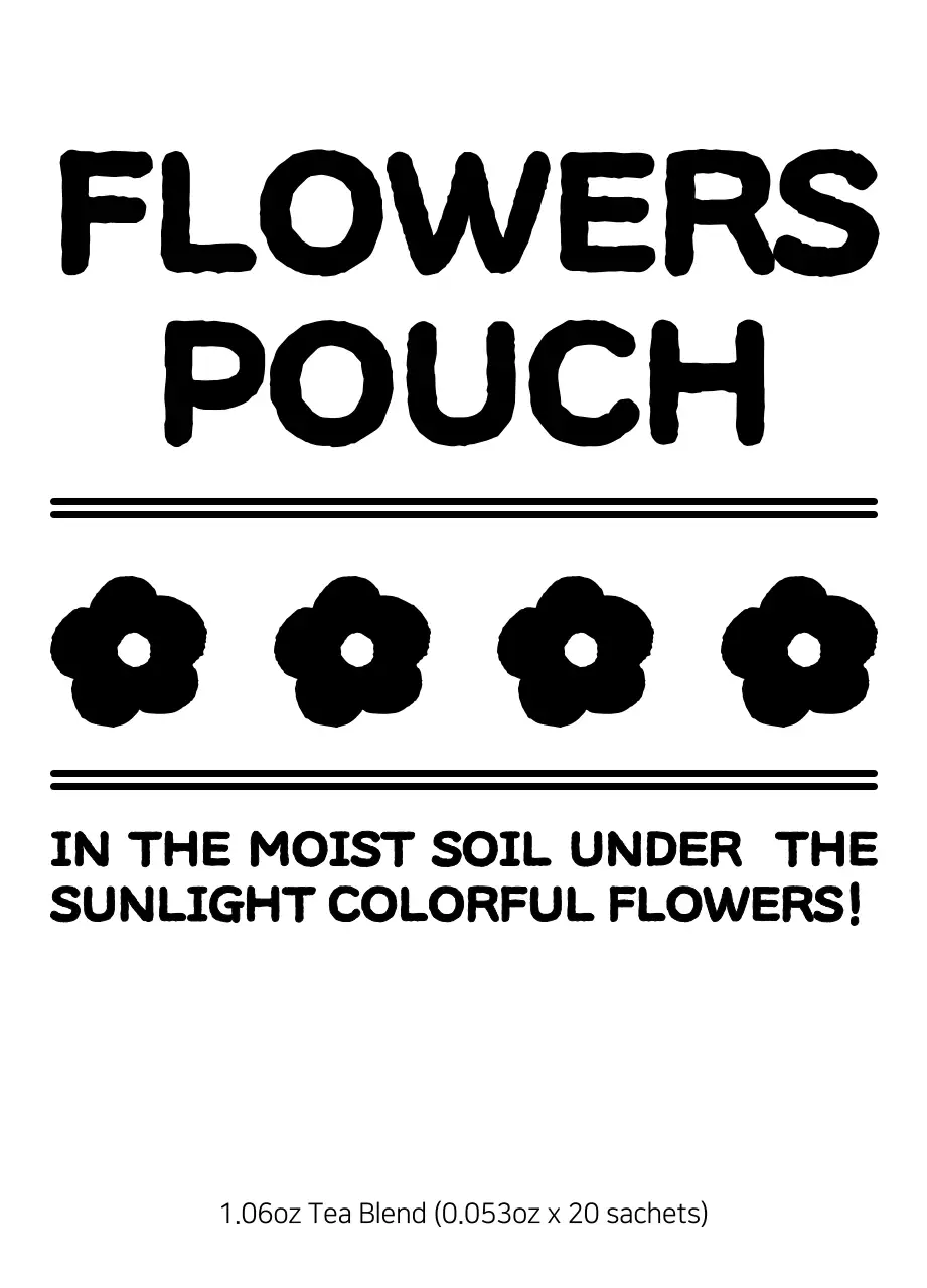 Kantong teh celup bunga dengan ilustrasi bunga