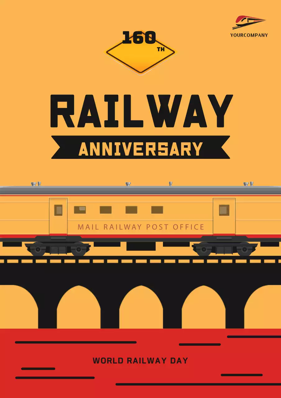 오렌지 레트로 철도 이벤트 포스터