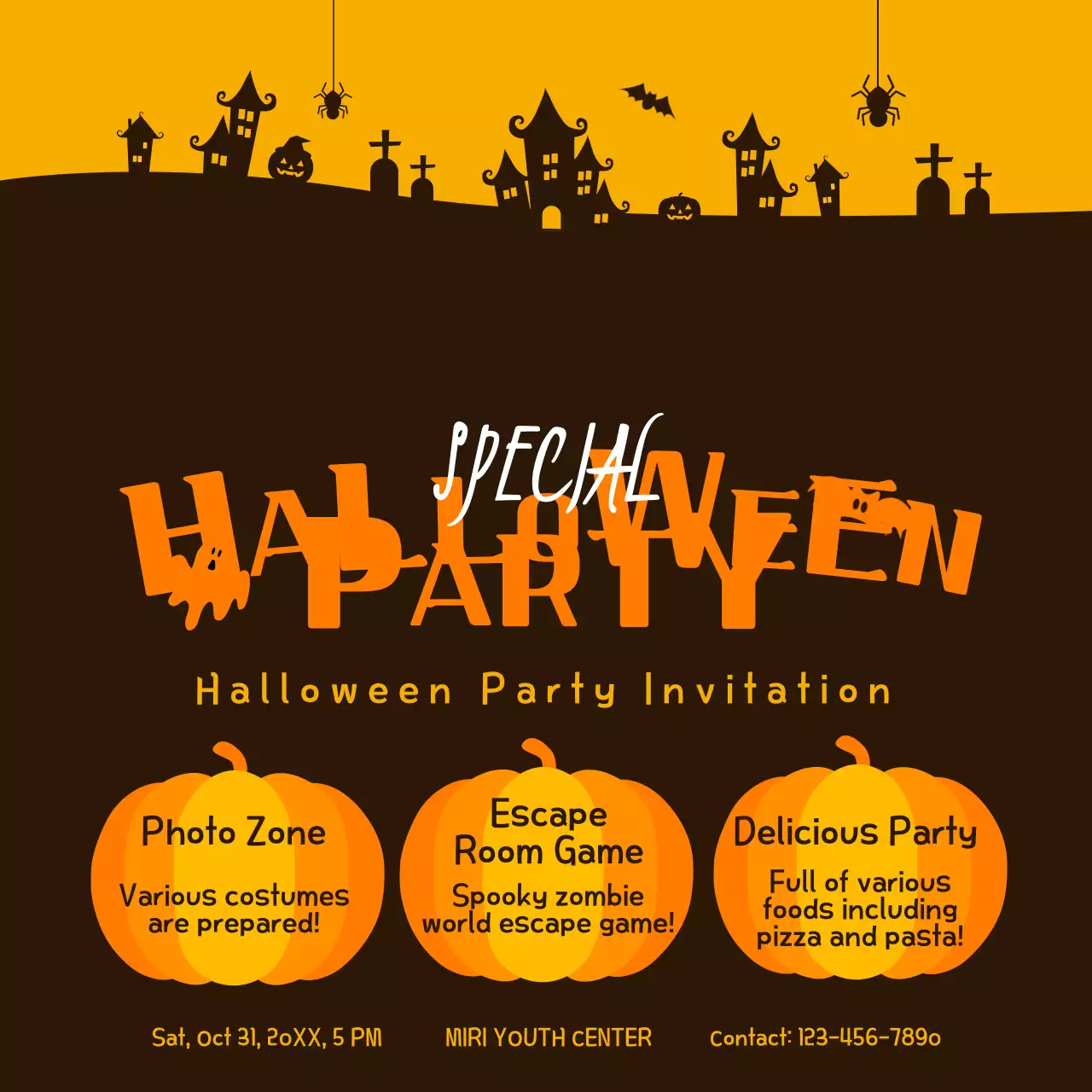 Orange Retro Halloween Invitation Instagram Post