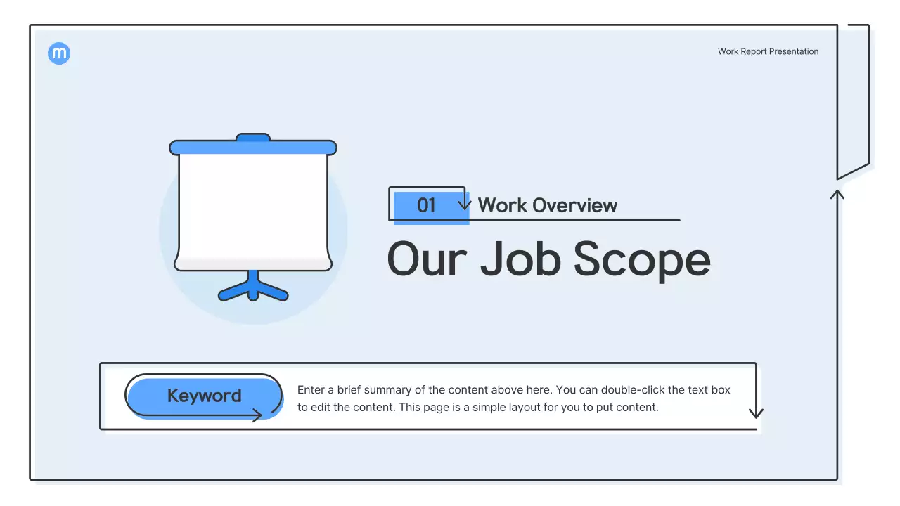 Point shapes with light blue arrows business presentation kit