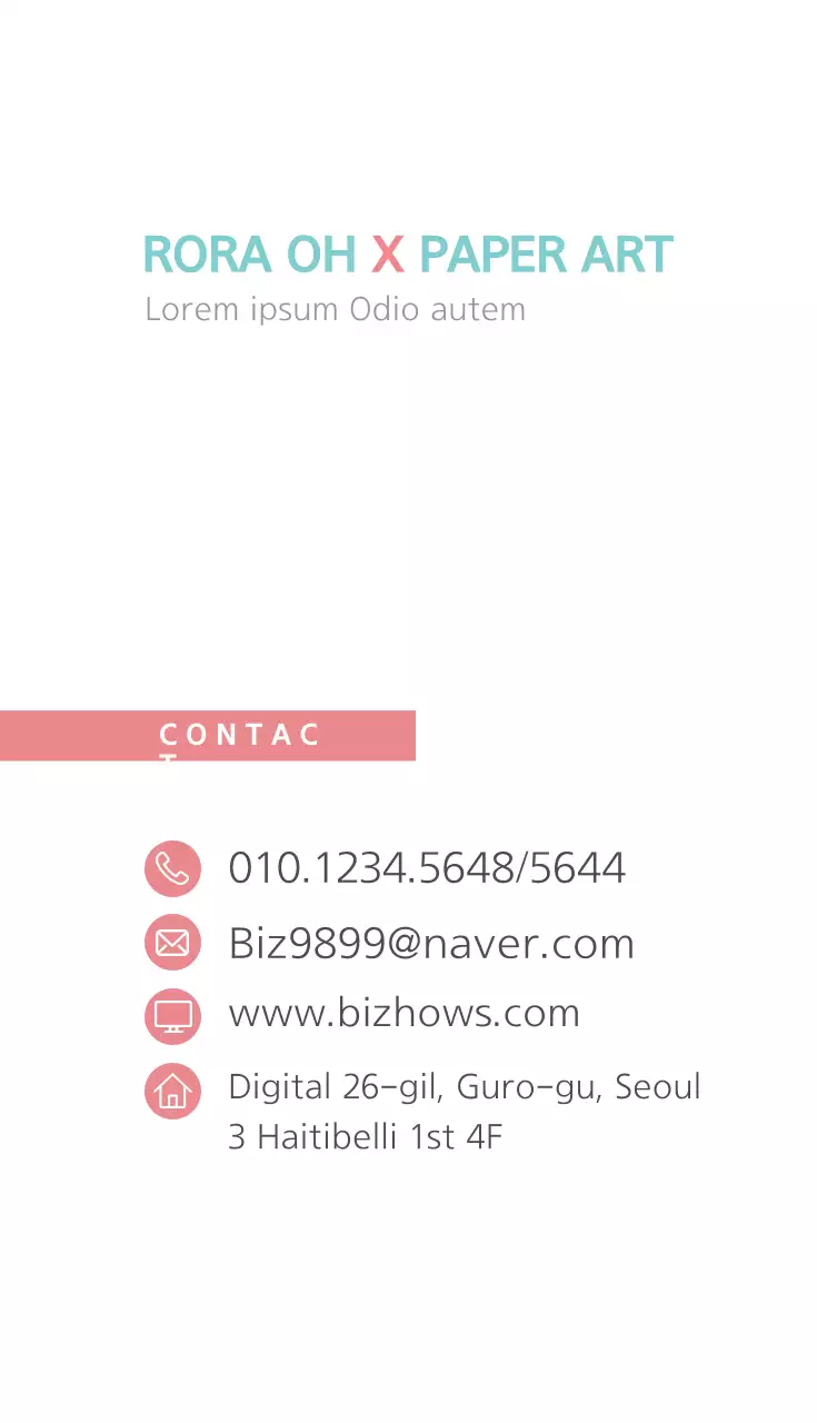 Cartão de visita de promoção de arte moderna Coral