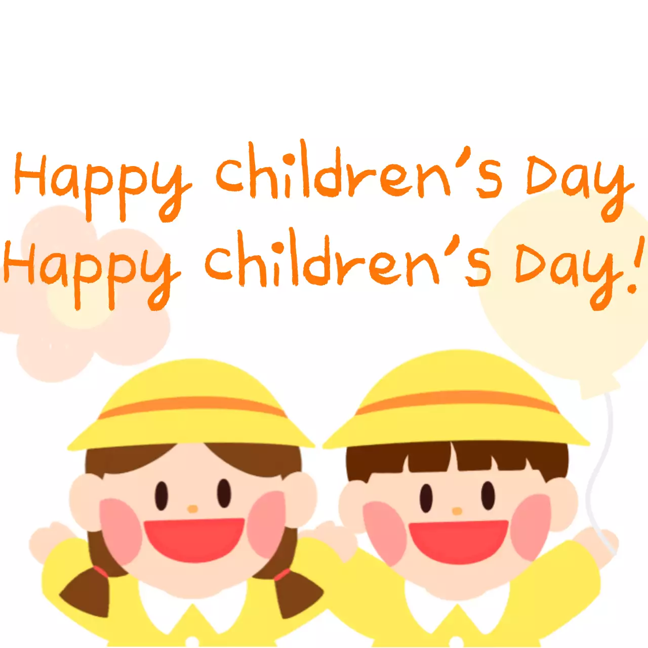 Thư pháp ngày thiếu nhi dễ thương với hình minh họa một đứa trẻ mặc quần áo màu vàng