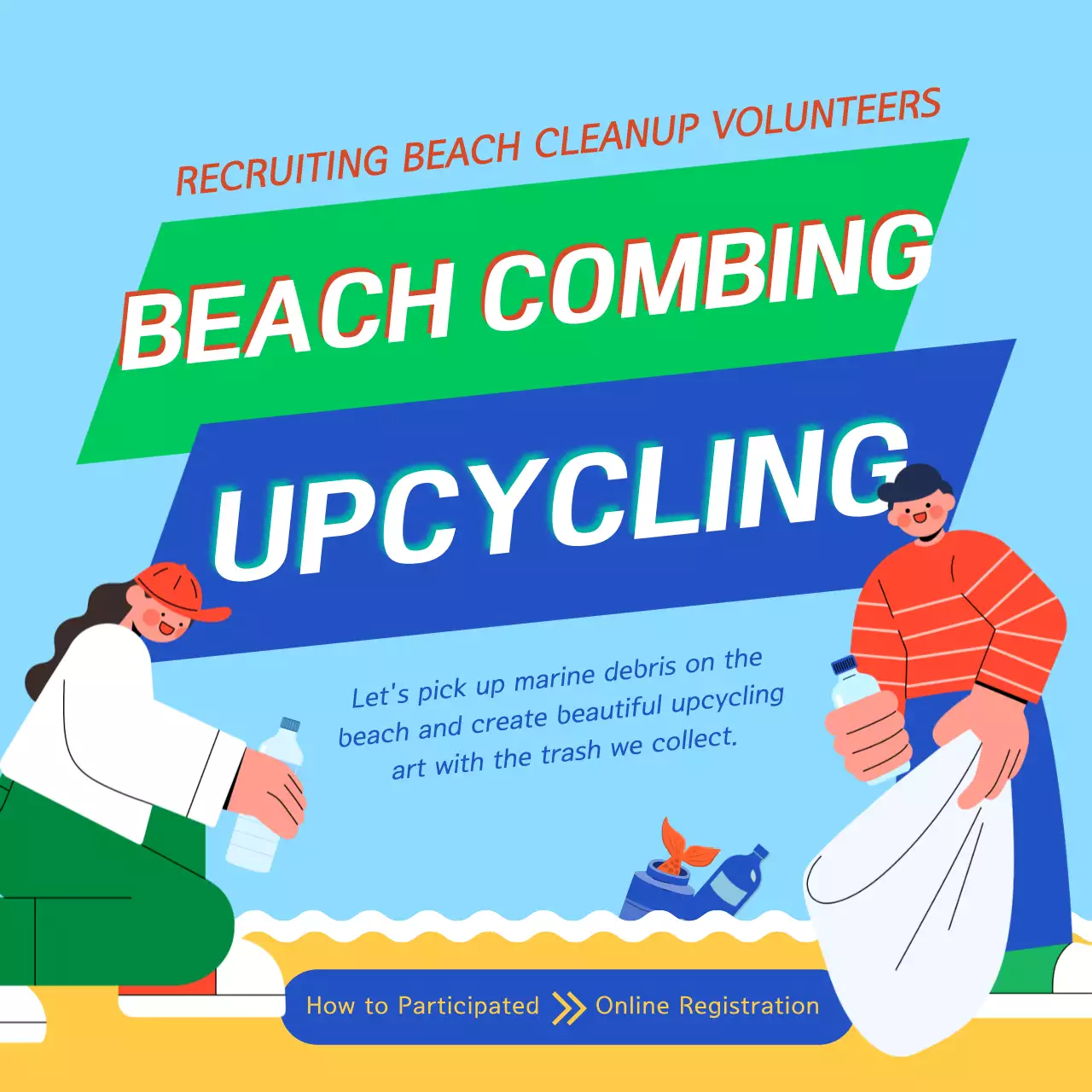 Blue Modern Beach Event Social Media Post