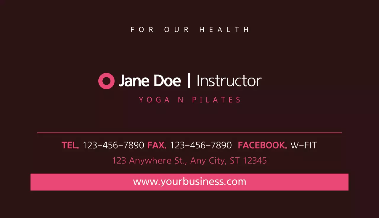 Pink Minimal Fitness Business Card