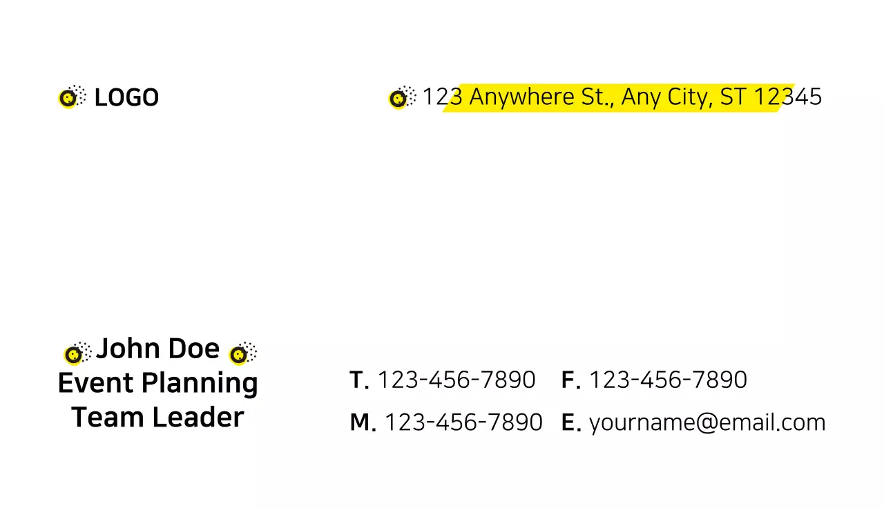 Yellow Modern Event Advertisement Business Card