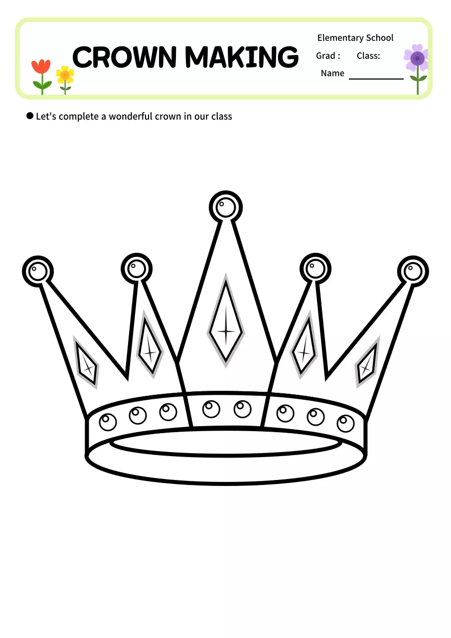 Black Simple Crown Worksheet Poster