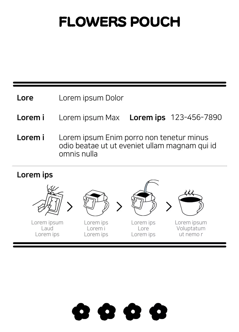 Kantong teh celup bunga dengan ilustrasi bunga