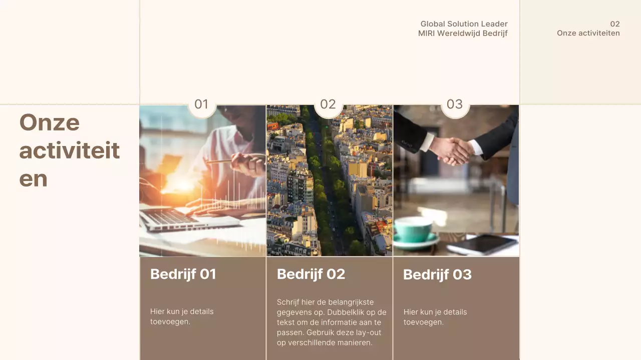 Een eenvoudig bruin en beige bedrijfsprofiel