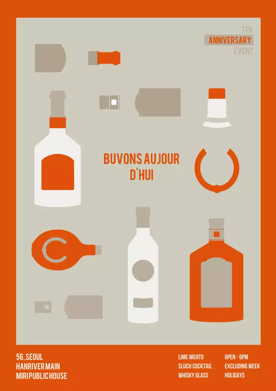 Simple and modern pub style tavern Hope web poster in orange and brown colors