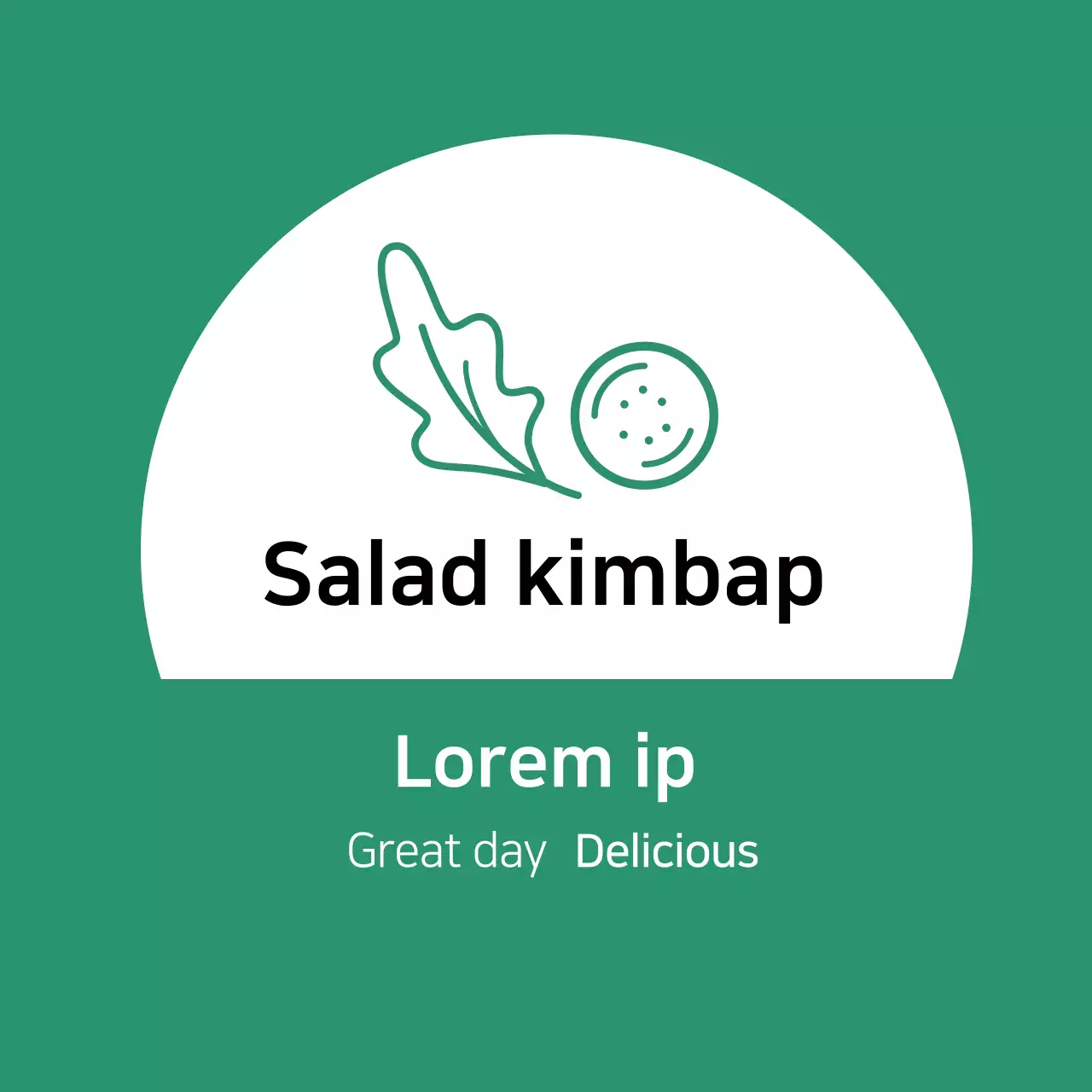 Green illustration clean restaurant salad kimbap promotional label