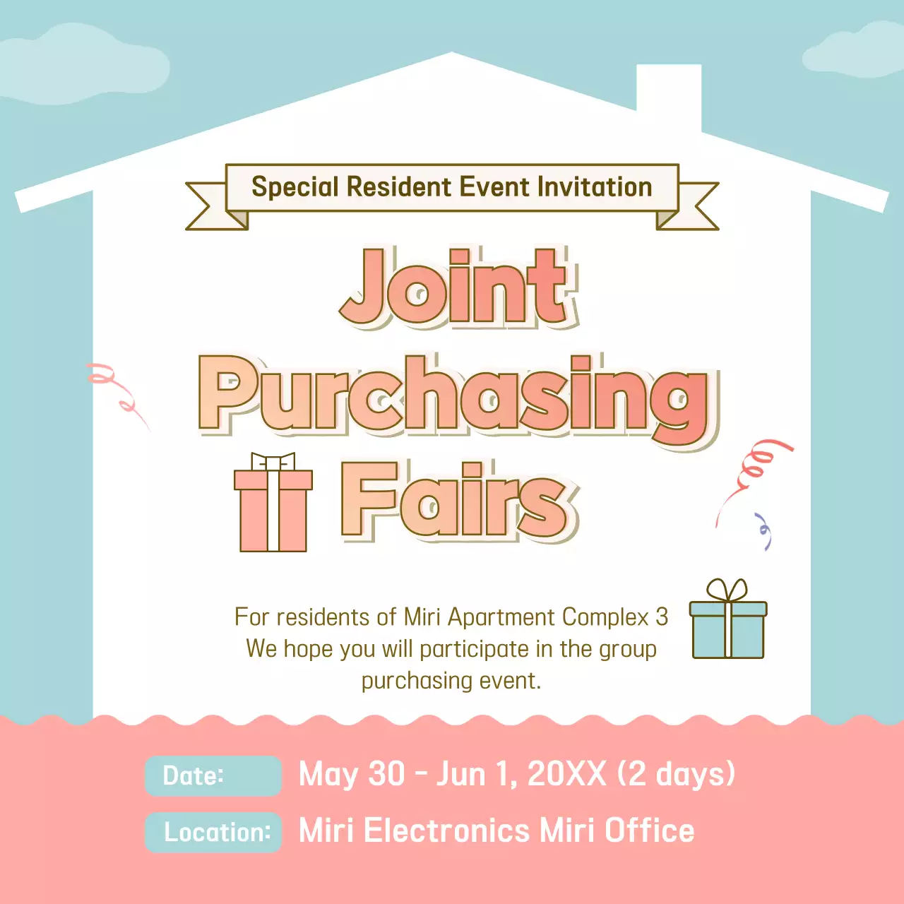 Teal Simple Event Invitation Social Media Post