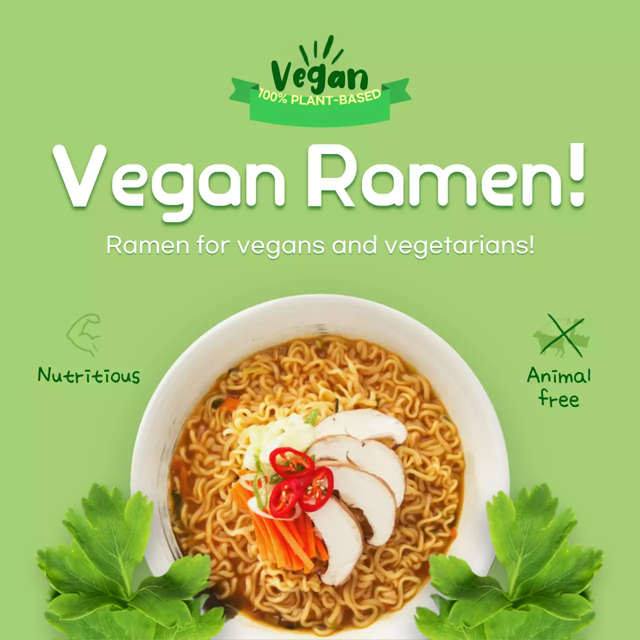Green Modern Vegan Promotion Social Media Post