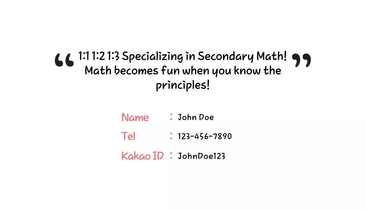 White Minimal Math Promotion Business Card