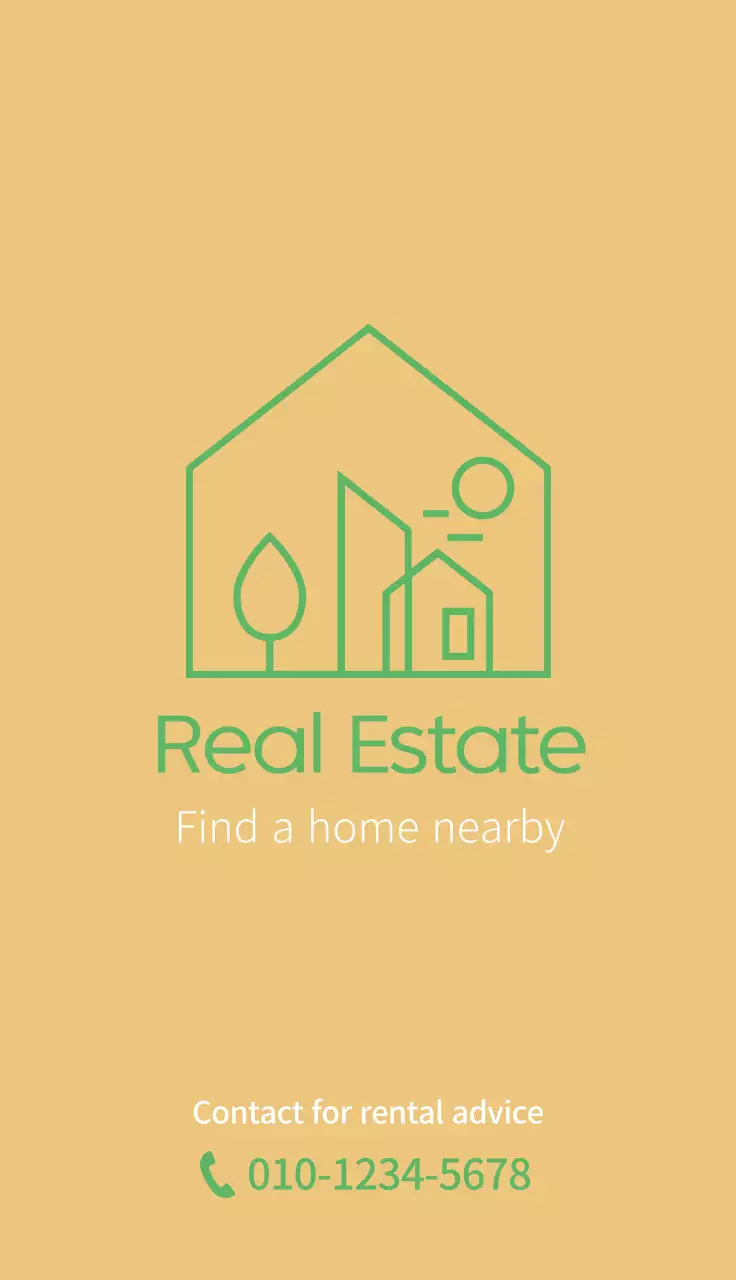 Green clean line illustration to promote real estate