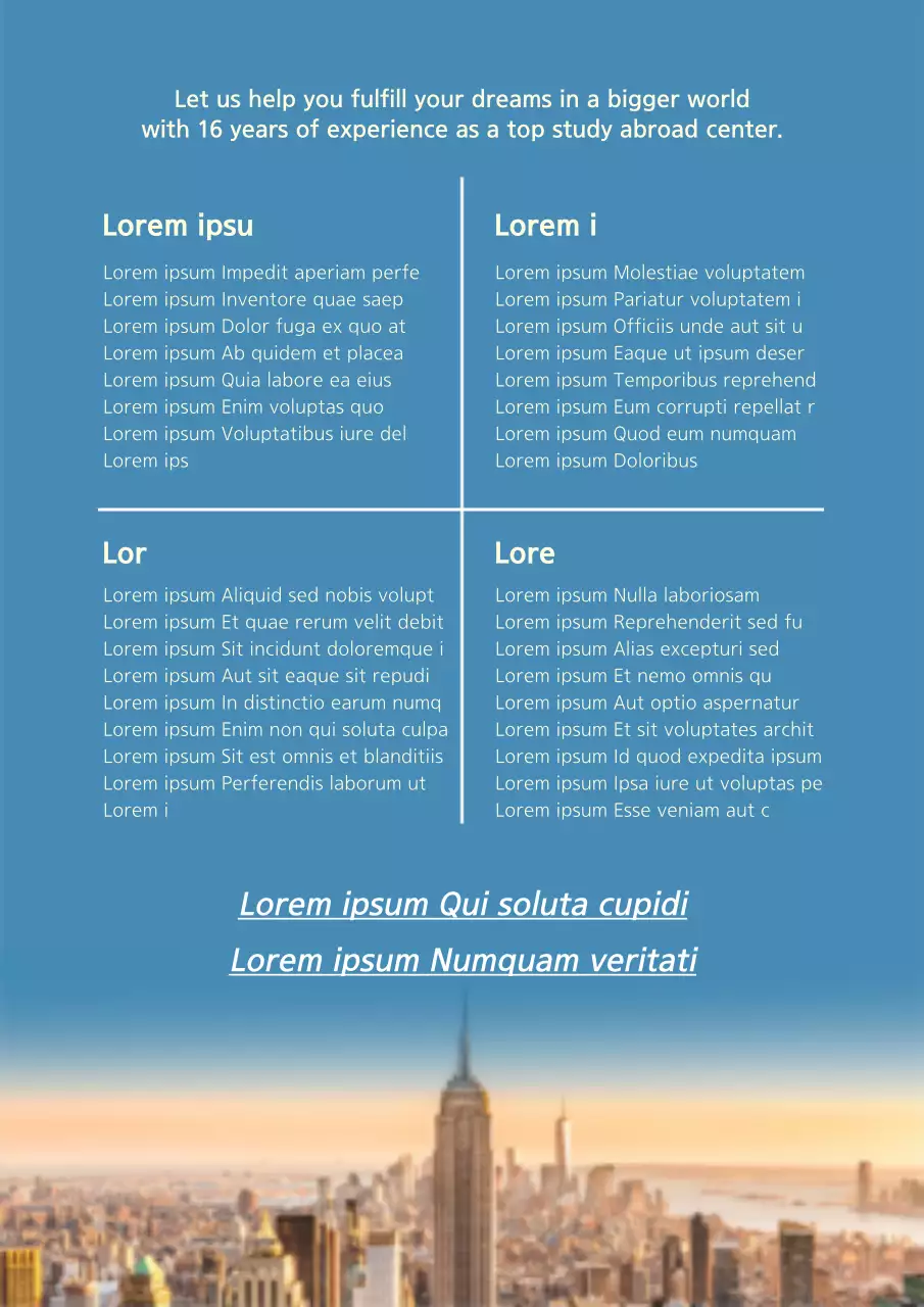 Blue Modern Study Abroad Promotion Poster