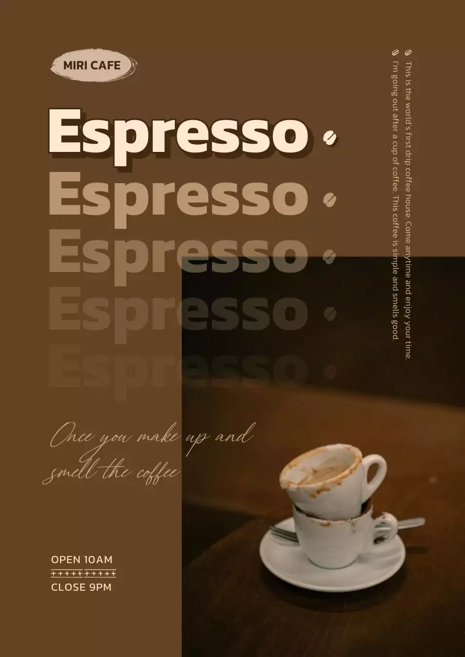 Poster kafe vintage dan hangat berwarna cokelat