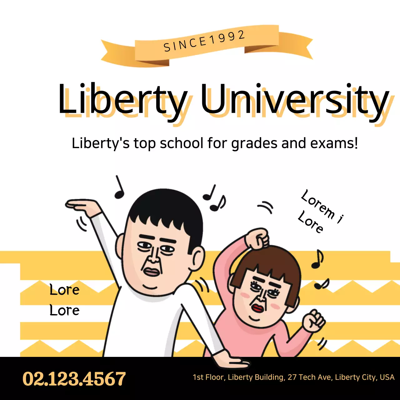 Yellow Comic University Advertisement Banner