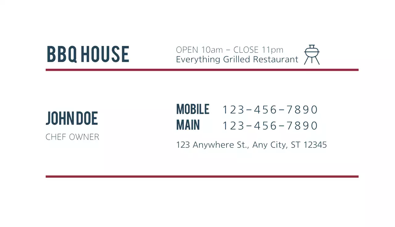 White Modern Bbq Promotion Business Card