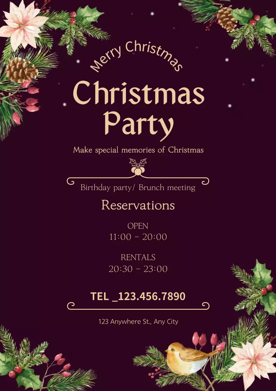 Wine Traditional Christmas Invitation Poster