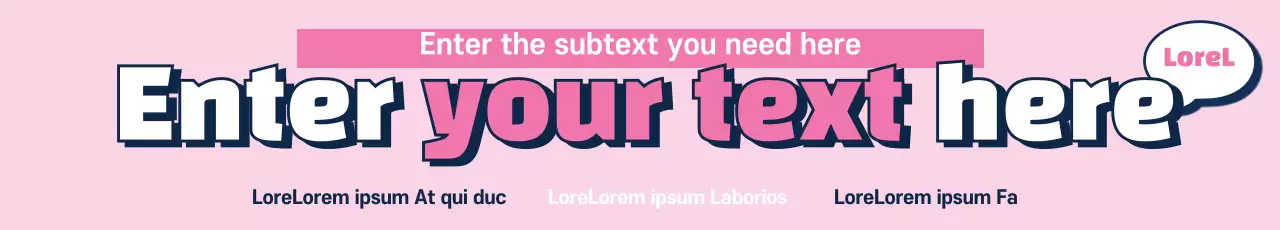 Banner de anúncio de texto em negrito rosa