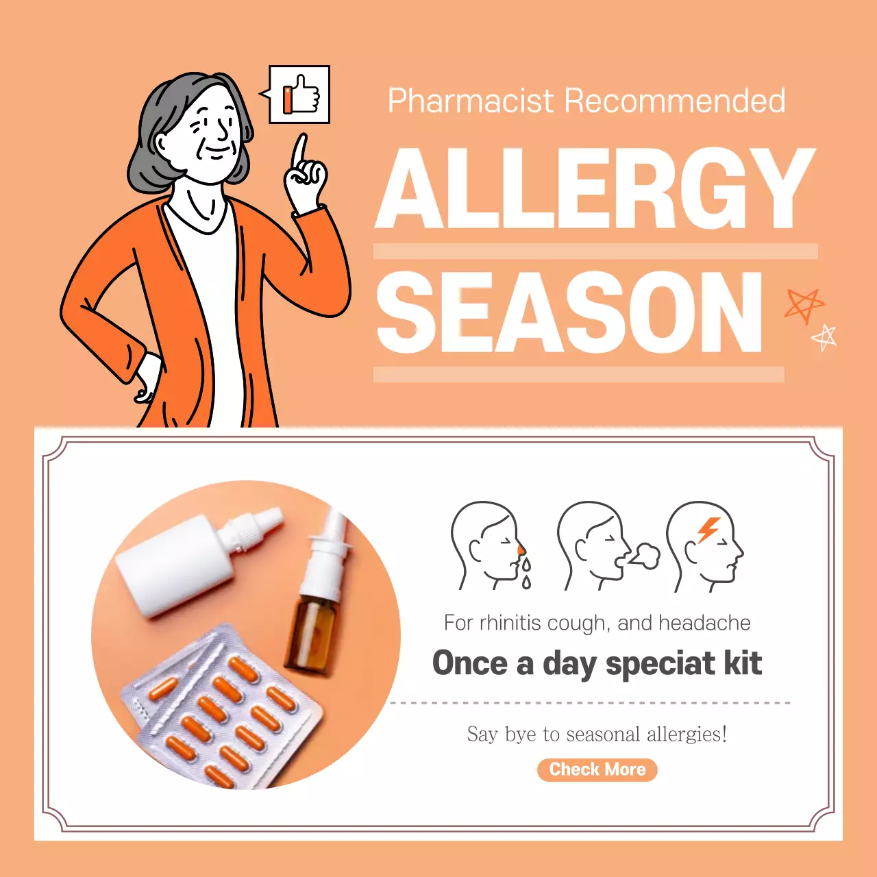 Orange Modern Allergy Promotion Instagram Post