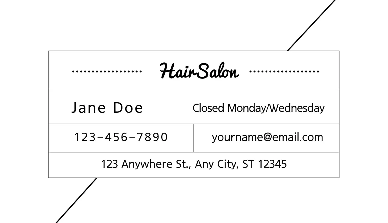Black Minimal Hair Business Card