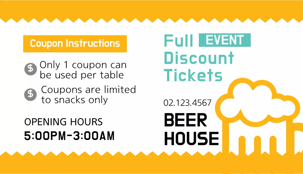 Yellow Modern Beer Promotion Business Card