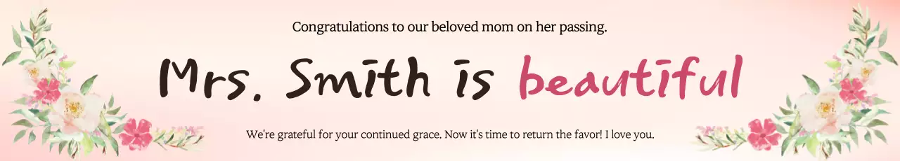 Cha mẹ Go Hee-yeon, người đã cho điểm với nền chuyển màu ấm áp, hình minh họa bó hoa và thư pháp