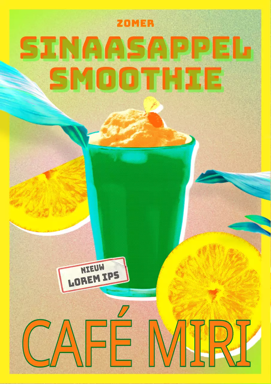 Promoot een nieuwe zomerdrankkaart met een pop-artconcept in een chic café