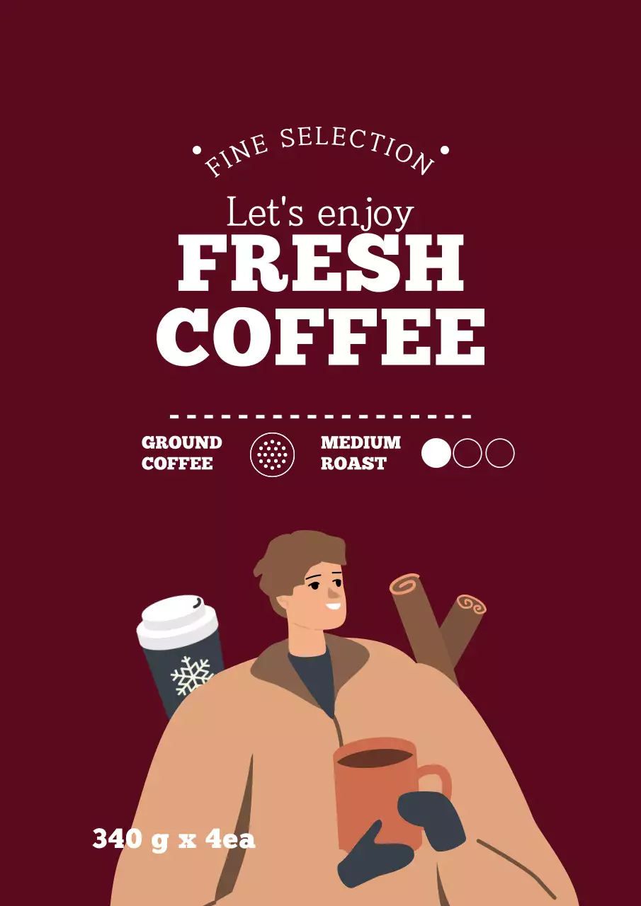 Maroon Retro Coffee Promotion Poster