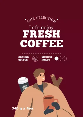 Maroon Retro Coffee Promotion Poster