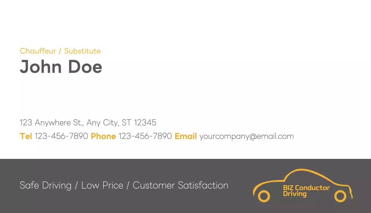 Grey Modern Driving Advertisement Business Card