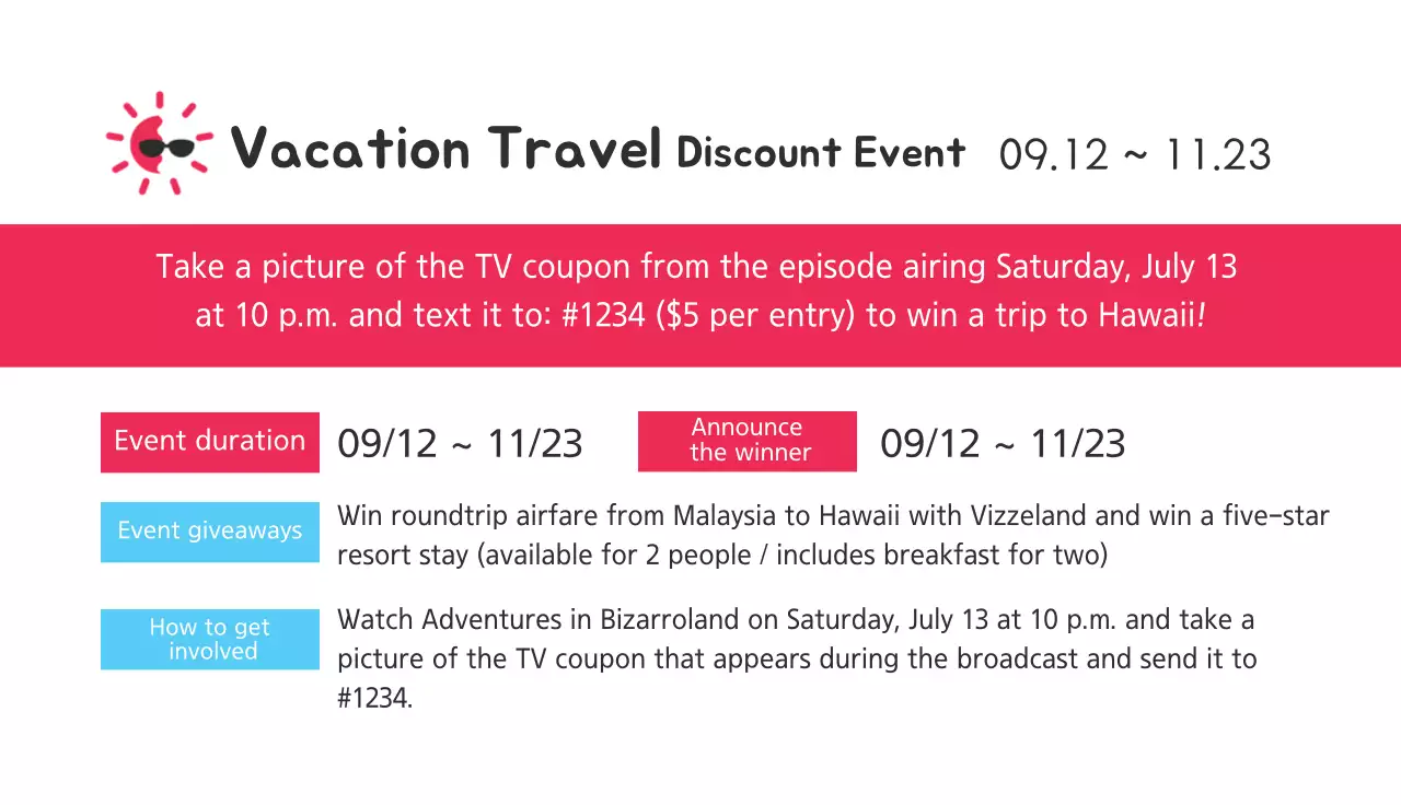 Discounted getaway travel events