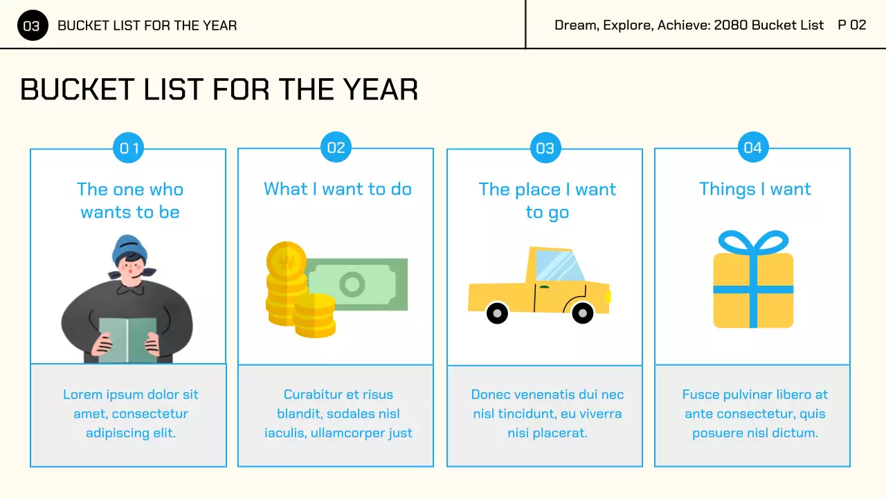 Yellow Colorful Cute Character Illustrations Bucket List