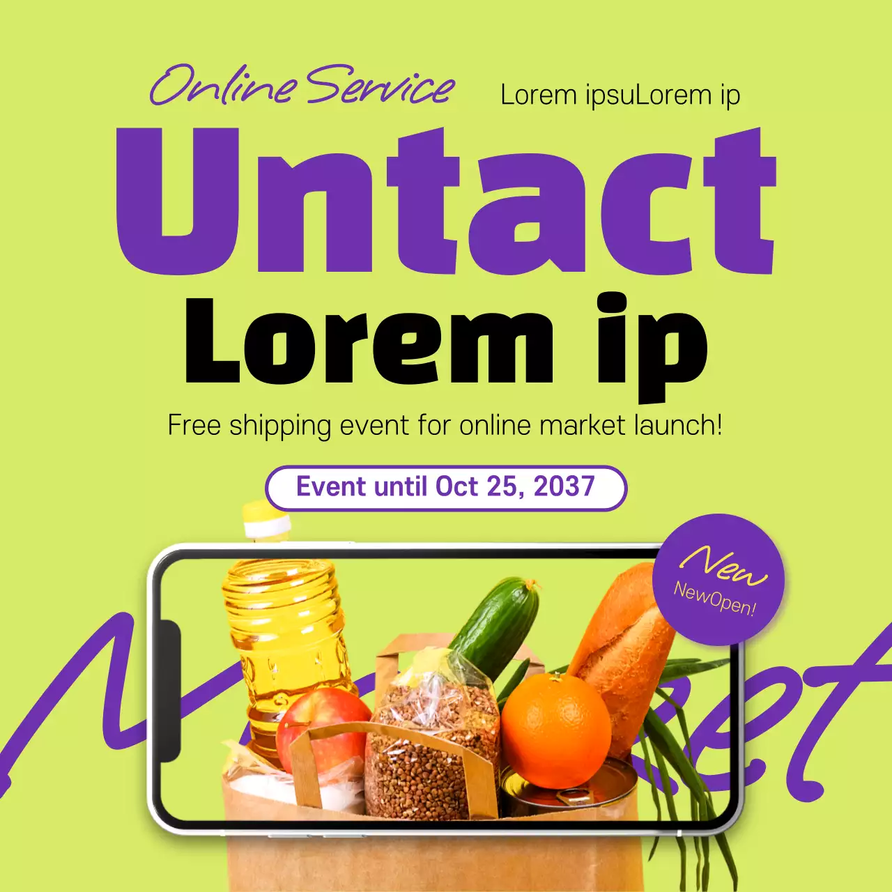 Green Trendy Grocery Promotion Banner