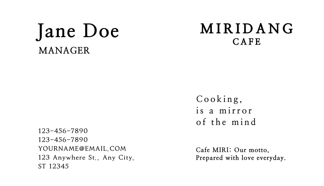 White Minimal Cafe Advertisement Business Card
