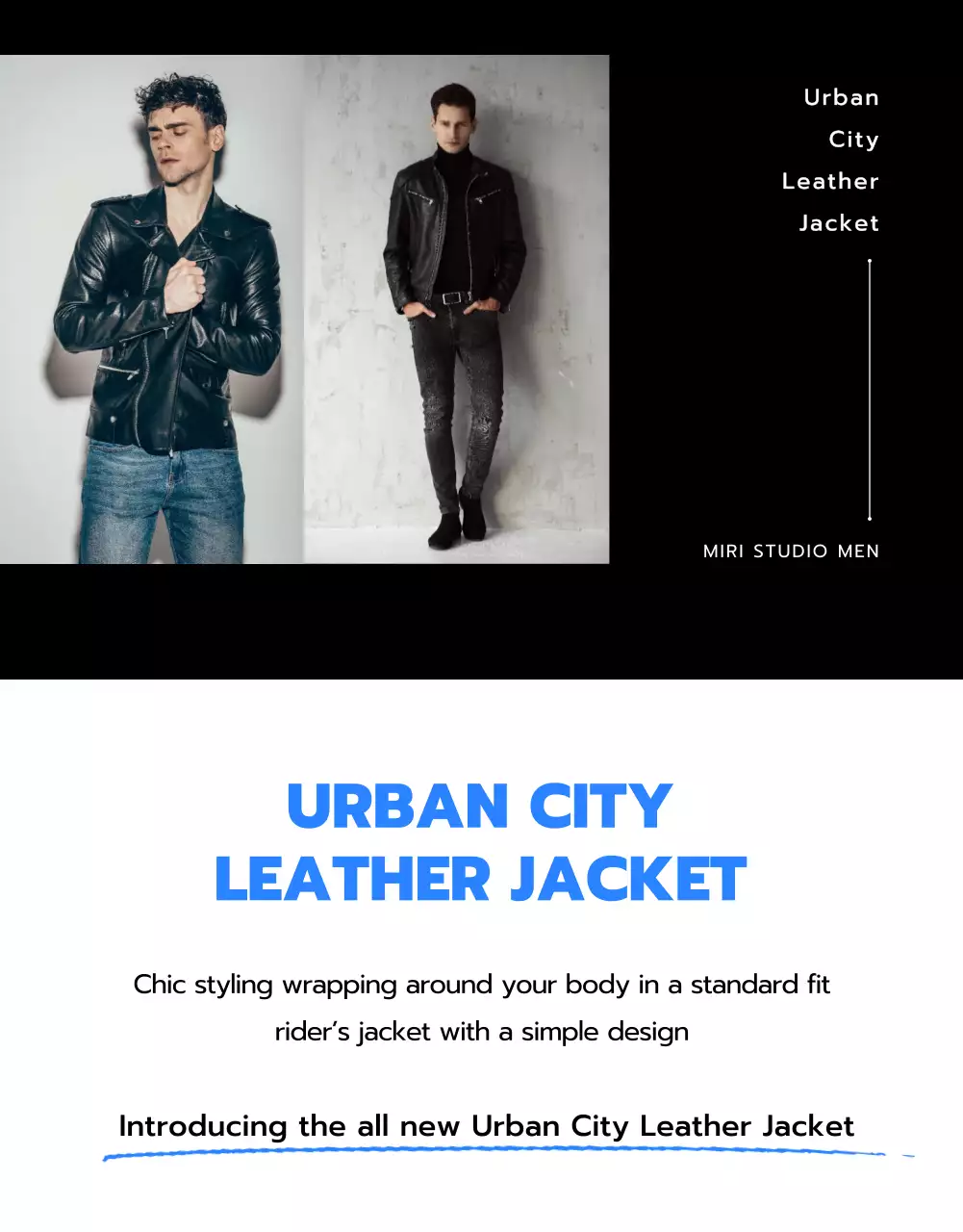 Leather Jacket Shop with Black and Blue Image Layout