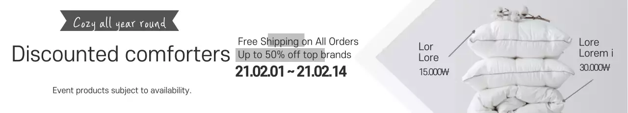 Highlight a gray photo to promote a sale on a simple comforter