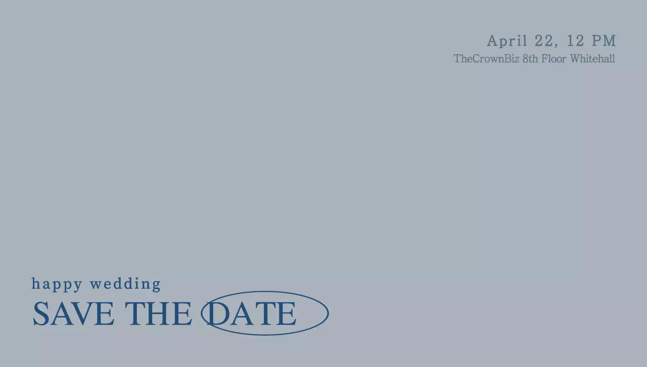 A simple concept wedding guest invitation with blue text