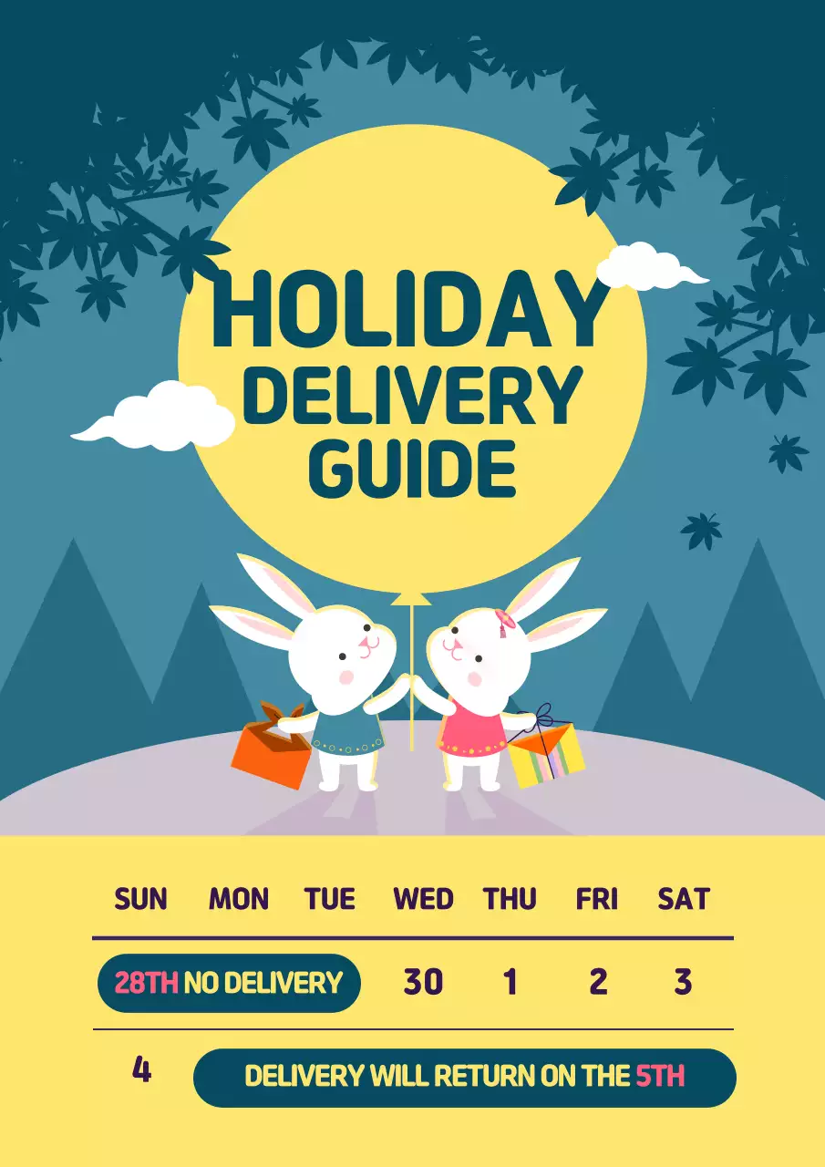 New Year's delivery notice with red and yellow oriental background illustration