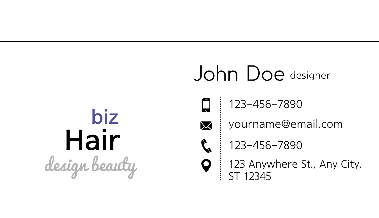 Black Minimal Hair Business Card