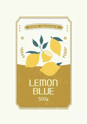 Vintage Lemon Jam Label Design Poster in Yellow Color