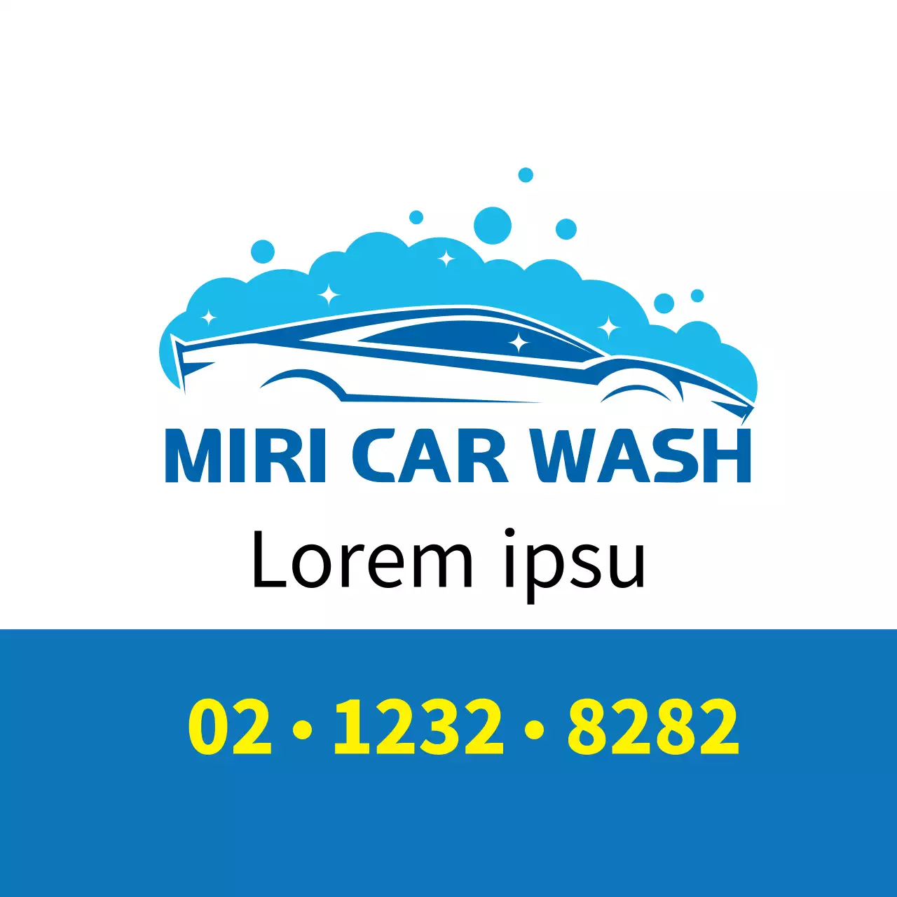 Hình minh họa màu xanh, trung tâm xe sạch, khuyến mãi rửa xe