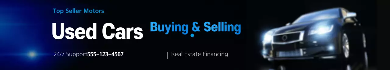 Banner de propaganda de carros modernos azuis