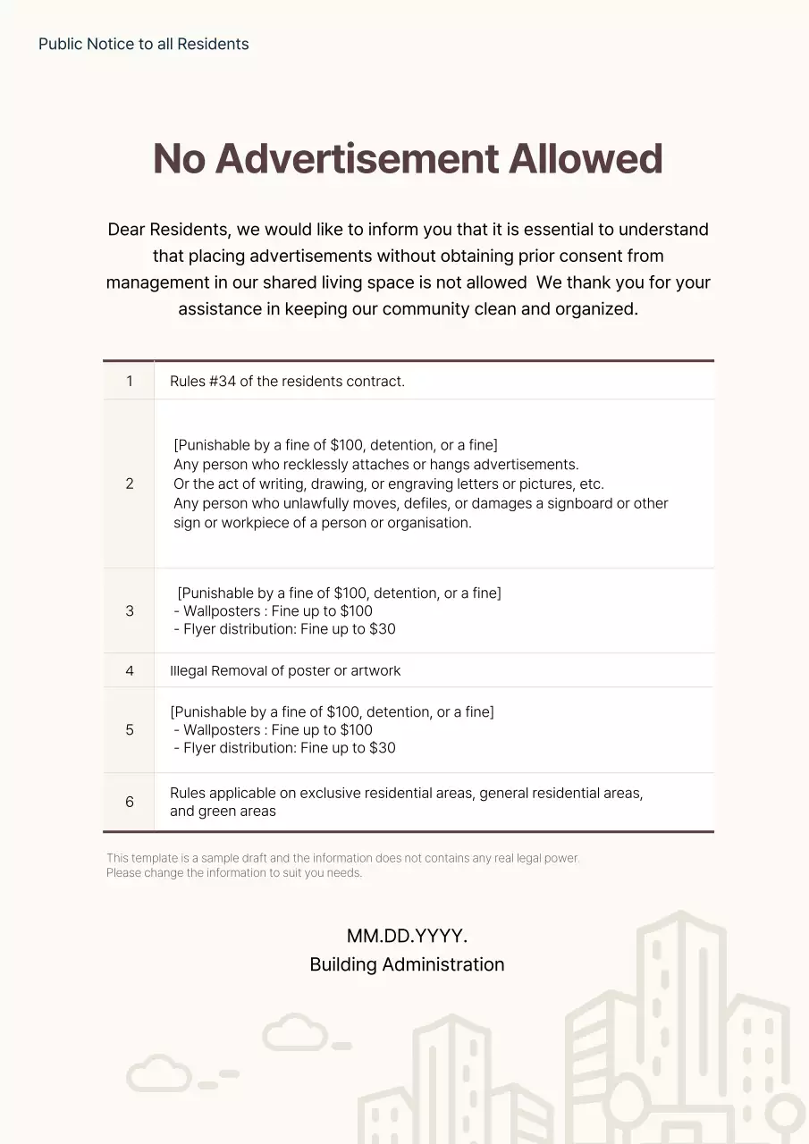 Beige Minimal Advertisement Notice
