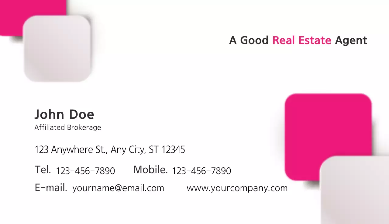 Pink Clean Real Estate Business Card