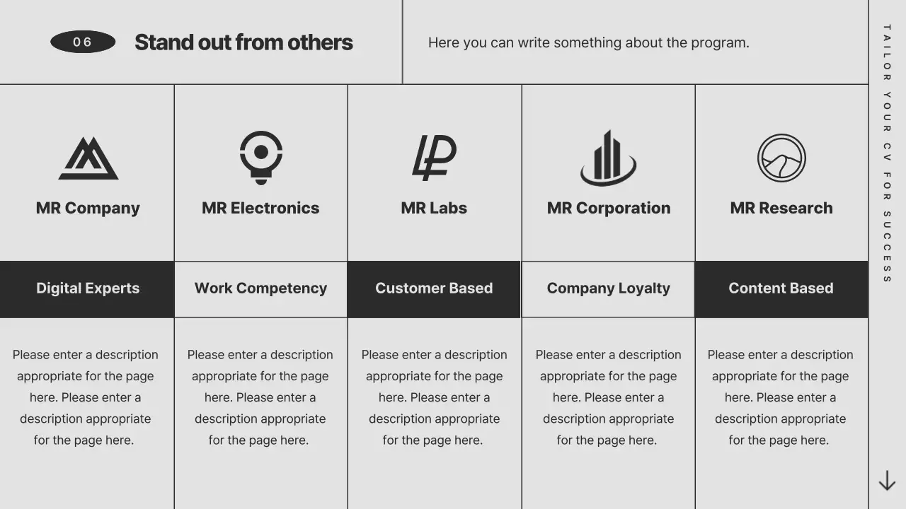 회색 모노톤의 레트로 컨셉의 심플한 채용 전략 발표자료