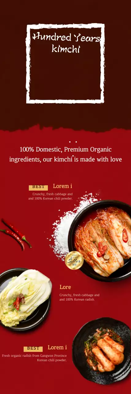Banner de promoção de Kimchi tradicional vermelho