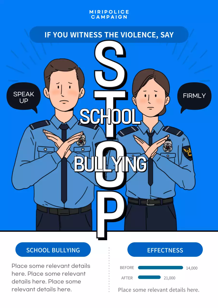 Blue Modern Bullying Announcement Poster